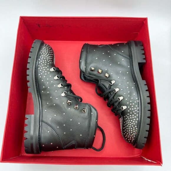 Valentino Garavani Black Rockstud Ankle Hiking Boots - Picture 5 of 12